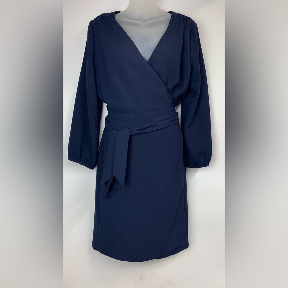 J. Crew Wrap Dress In 365 Crepe Women's Navy Blue dress Size 10